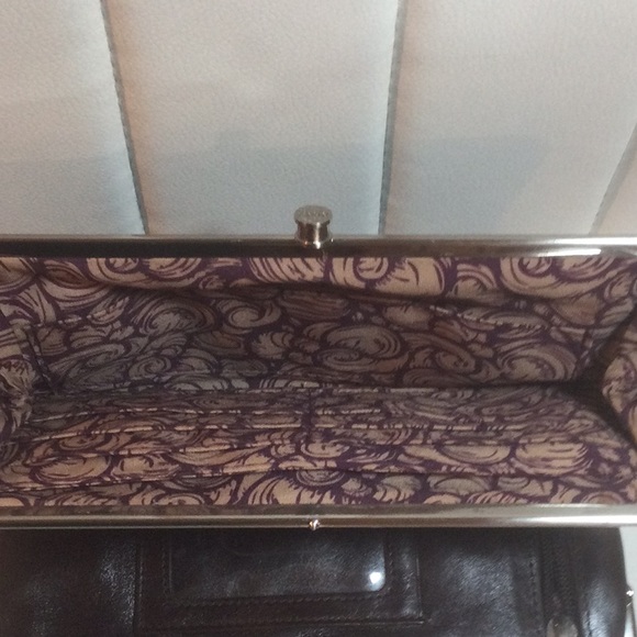 EUC Dark Brown Hobo Lauren Wallet Clutch with Silver Trim - Picture 6 of 16